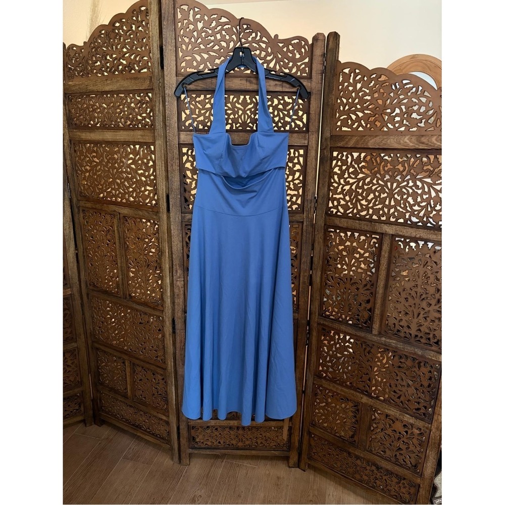 Reformation Sonali Knit Dress Blue Halter Neck Cutout Midi Dress Size S - Picture 4 of 4